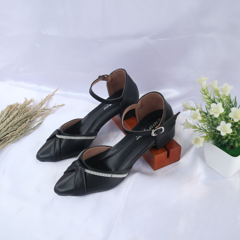 HMF Kaye Sepatu Hak Mules Wanita 3 cm AM01