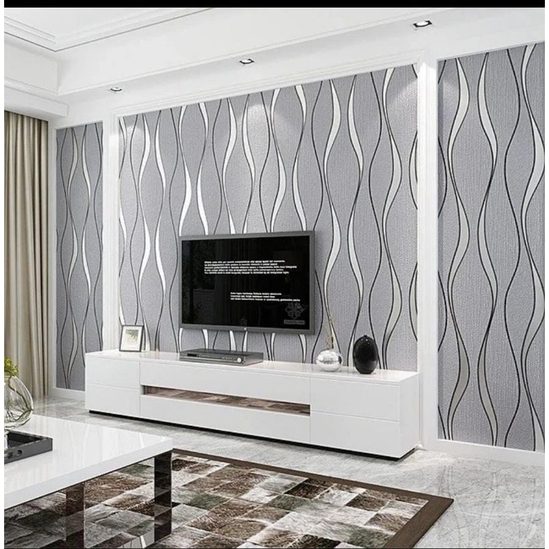 wallpaper stiker dinding salur elegan mewah dekorasi kamar tidur ruang tamu mewah