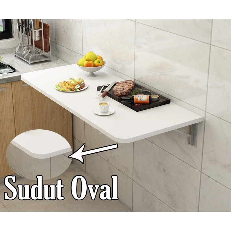 (KOMPLIT)Meja Lipat Dinding Meja Laptop Meja Komputer Meja Kerja SUDUT OVAL(WAJIB BELI PACKING TAMBA