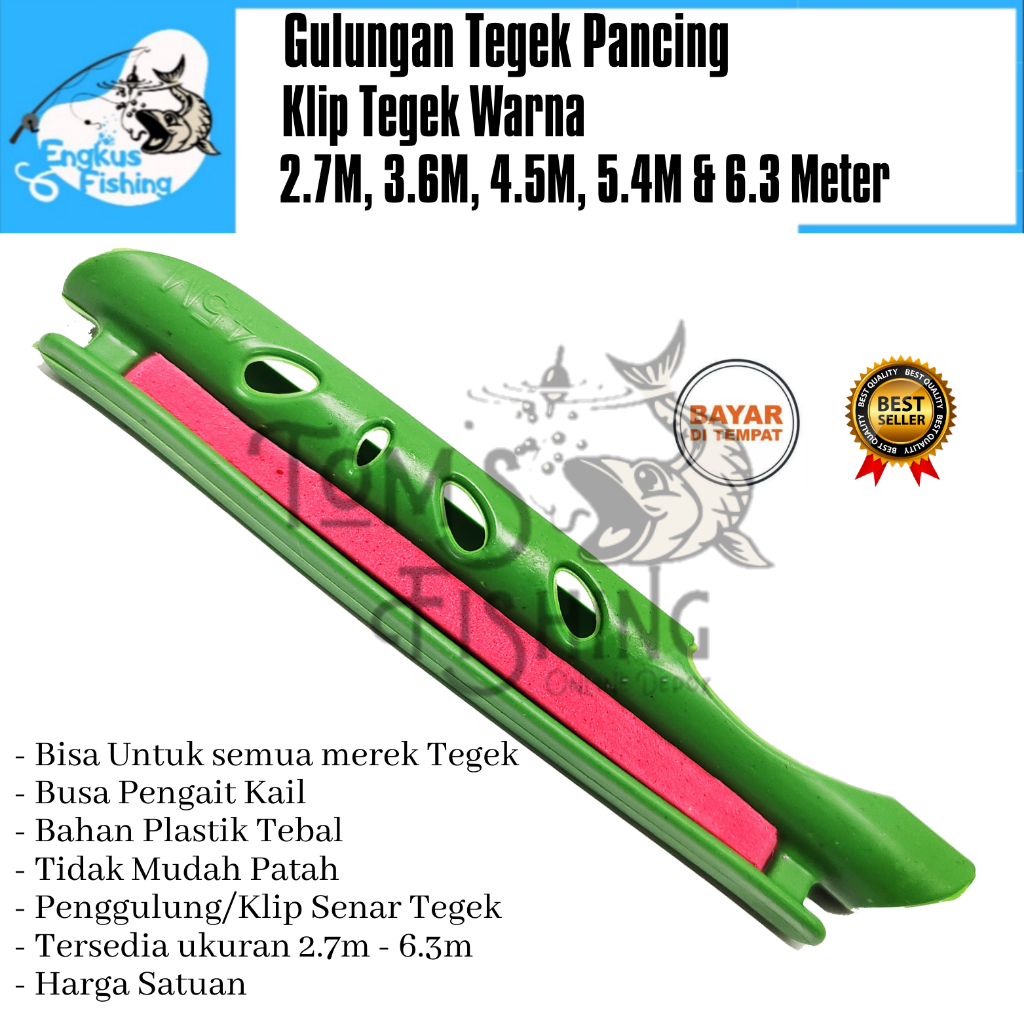 Penggulung Senar Klip Tegek Pancing 2.7M - 6.3M Warna Warni Murah Tebal - Engkus FIshing