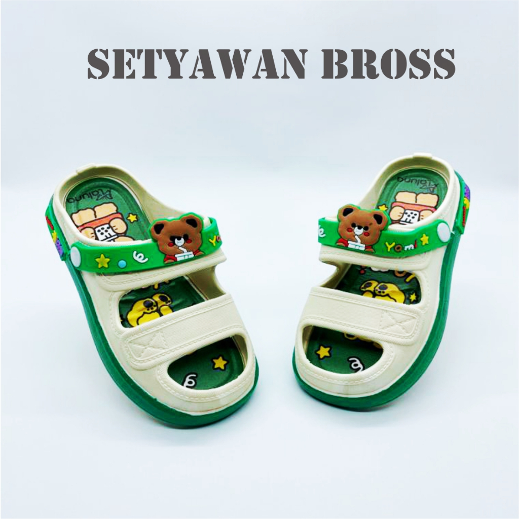 Sandal Jelly Import Anak perempuan Selop ban dua karakter bear Terbaru 24-35 - setyawan bros