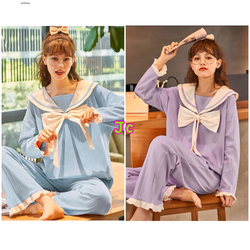 JC- Set Piyama Kerah Babydoll PREMIUM PP / Piyama Baju Tidur Wanita Muslimah terbaru / Stelan Piyama wanita Busui Import murah