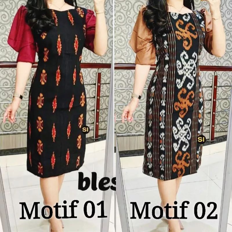 DRESS TENUN PESTA SLIM KOMBINASI TOYOBO, KEMEJA TENUN