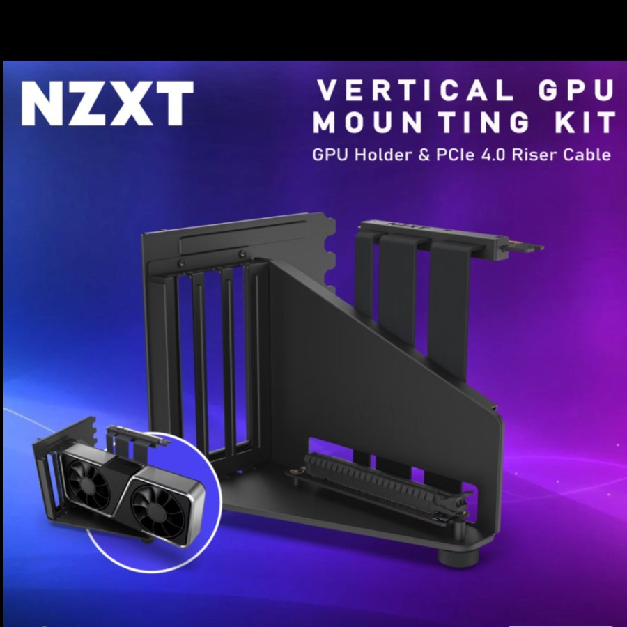 NZXT Vertical GPU Mounting Kit - GPU Holder PCIe 4.0 Riser Cable
