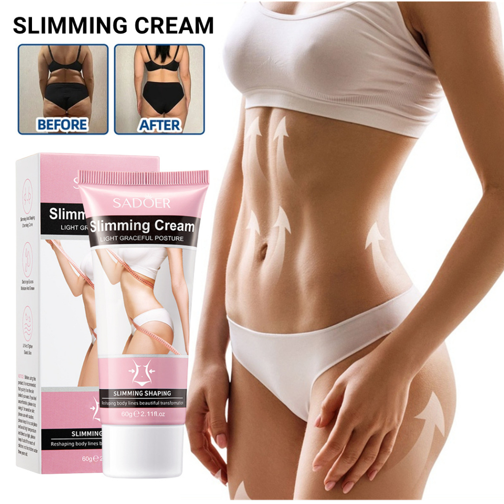 SADOER Krim Pelangsing Slimming Cream Krim Pelangsing Pembakar Lemak Krim Selulit Melembabkan dan Mengencangkan Krim Penurunan Berat Badan 60g