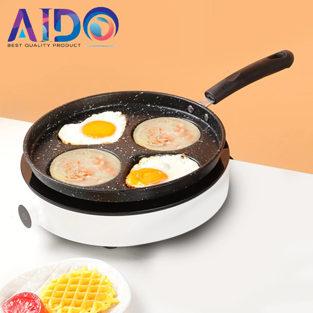 Aido Panci Penggorengan Anti Lengket Hati 4 In 1 Panci Campuran Aluminium Panci Masak Panci Pemanggang Telur Pancake Panci Pemanggang Steak Panci Pemanggang Gas