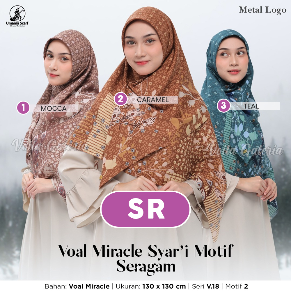 Premium Hijab Umama Miracle Syar'i Jumbo 130cm Seragam Kerudung Segi Empat Voal