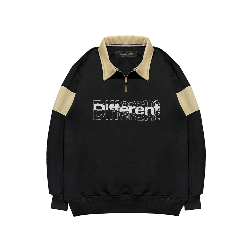 Sweater Cowo Rugby Crewneck Wanita Berkerah Motif Somthing Sablon Premium Kekinian Hits