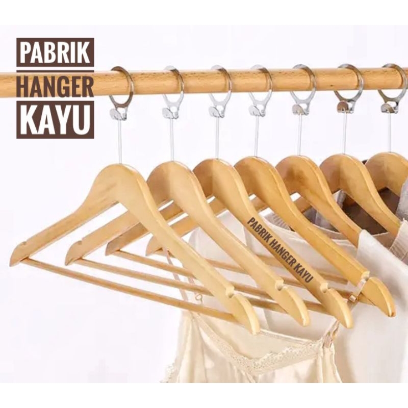 HANGER KAYU HOTEL / ANTI THAF NATURAL DEWASA PALANG