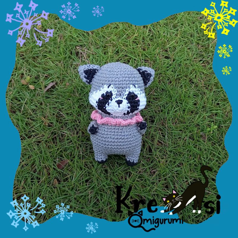Amigurumi rakun/racoon amigurumi/Gantungan kunci rajut rakun/boneka rajut rakun/gantungan kunci amig