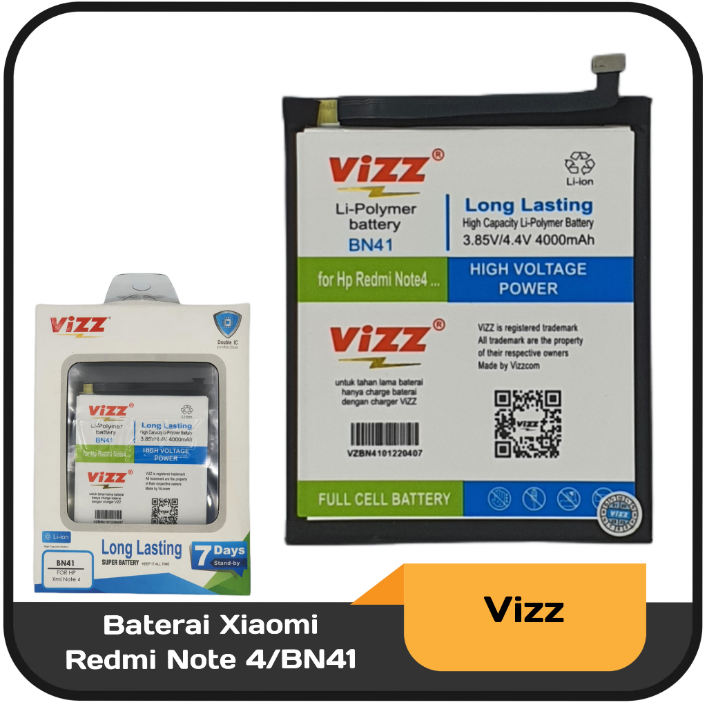 Baterai Vizz Xiaomi BN41 / Redmi Note 4