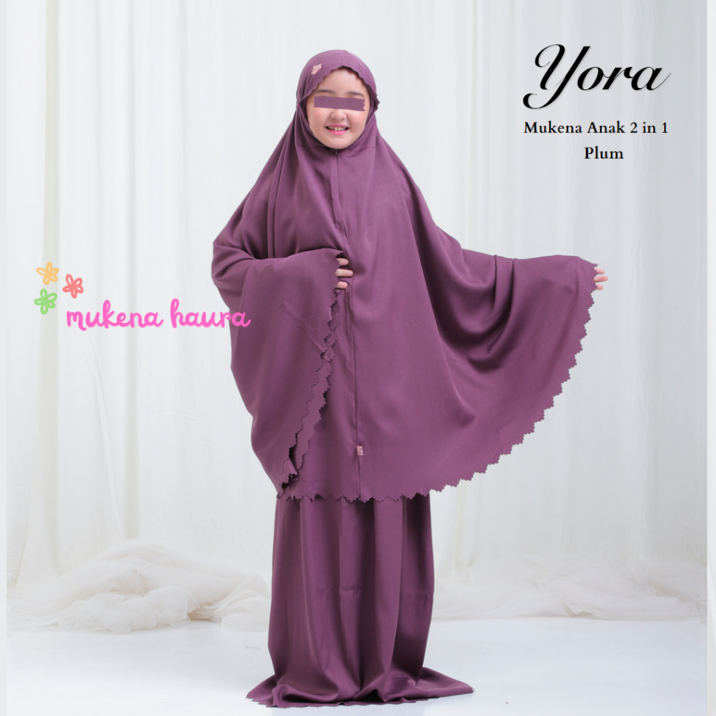 Mukena Anak Resleting Yora 2in1 Laser Cut