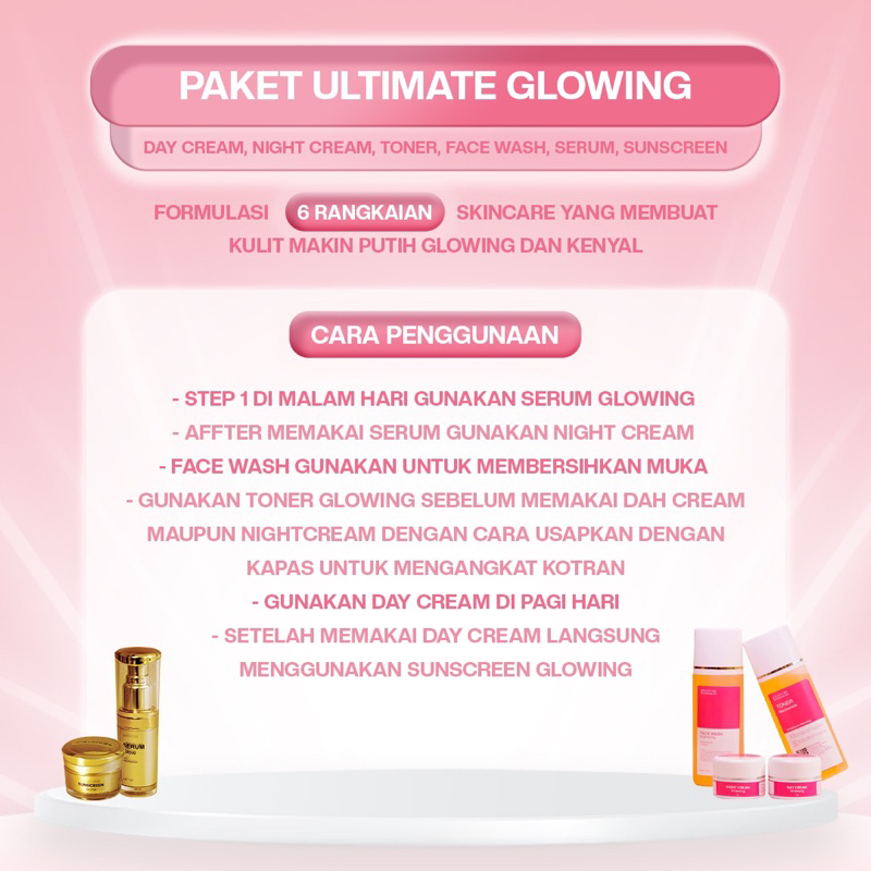 Paket Extra Glowing 1 Set + Sunscreen Glowing Dan Serum Glowing