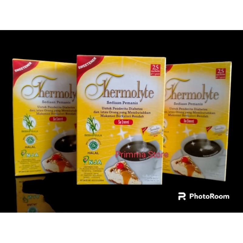 

~ Thermolyte Sweetener 25 sachet ~ Pengganti gula yang aman, manis, dan sehat cocok buat penderita Diabetes.