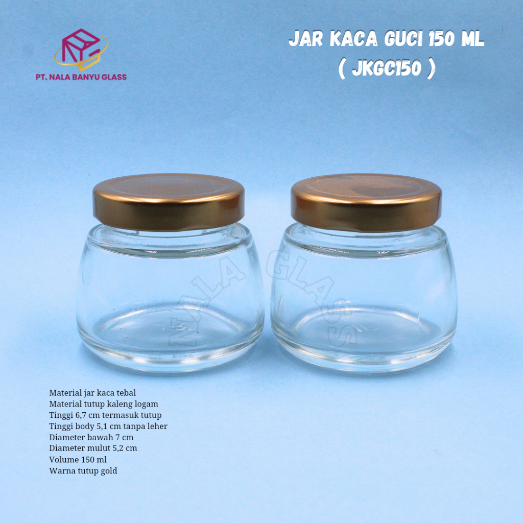 JKGC150 jar kaca 150ml pendek / jar selai 150ml / jar madu 150ml / bumbu