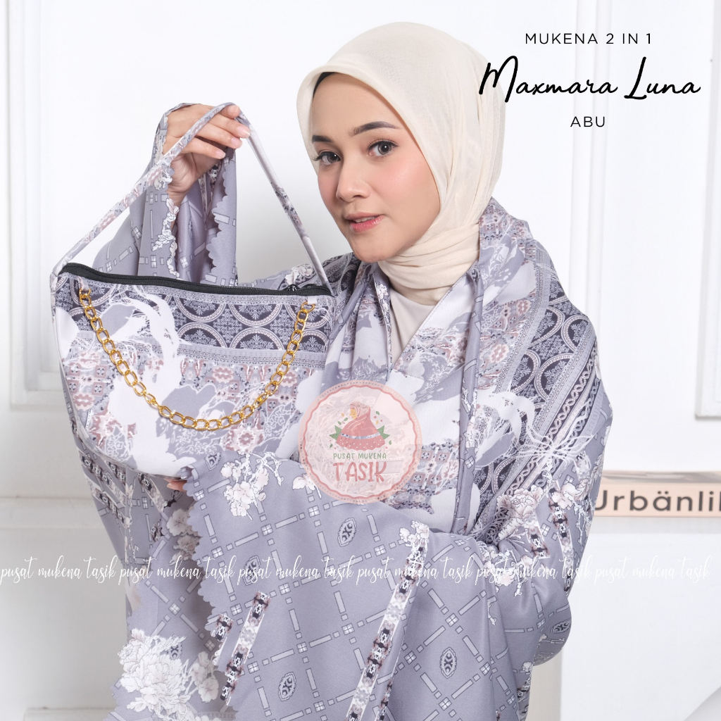 PUSAT MUKENA TASIK - MUKENA DEWASA SILK DAILY 2 IN 1 MAXMARA LUNA SERIES