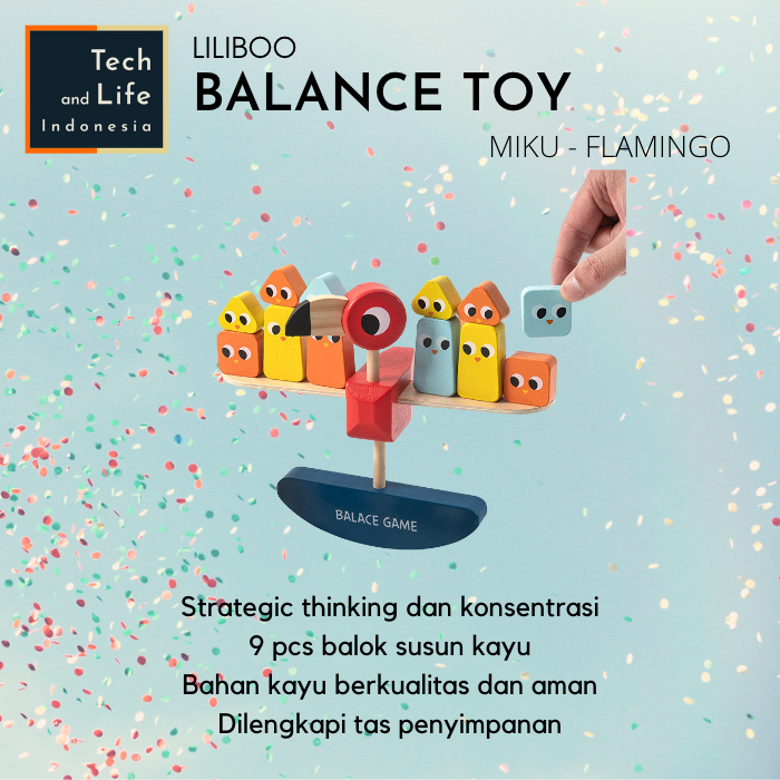 Mainan Edukasi Anak Montessori Kayu Flamingo Balance Toy Balok Susun Keseimbangan