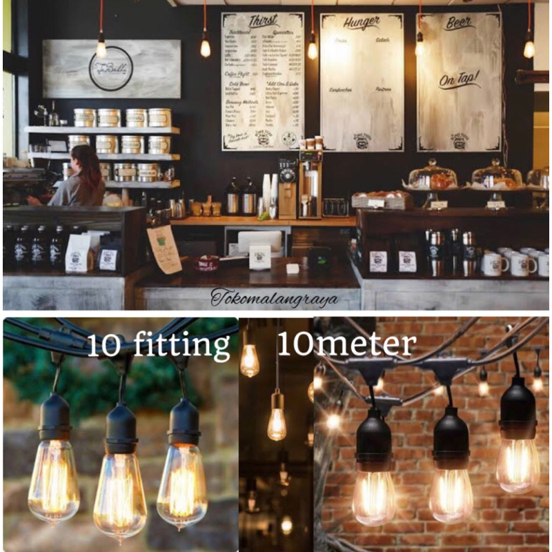 fitting lampu cafe 10fitting 10meter/fitting gantung cafe