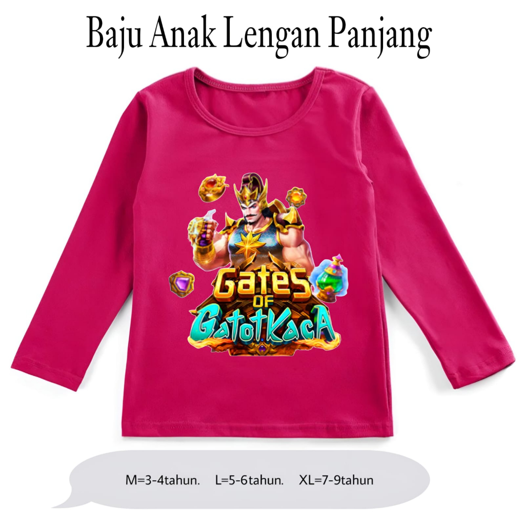 hzl_outfit Kaos Atasan Anak Lengan Panjang Gatot Kaca/Bahan Katun Adem Tidak Panas