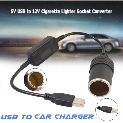 Adapter Plug Mobil USB 5V to 12V Cigarette Plug Power Socket Lighter Female Driving Recorder DVR Dash Camera GPS