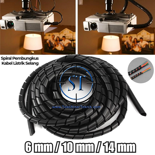 Spiral Fleksibel Pelindung Pembungkus Kabel Listrik Power - Selang Plastik Kabel Organizer