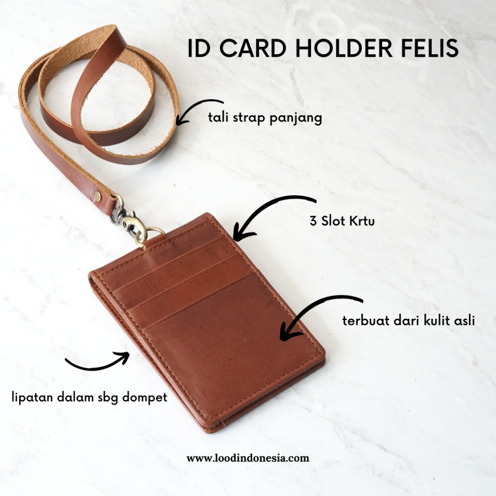 ID CARD HOLDER CUSTOM KULIT ASLI ORIGINAL 100% FELIS - NAME TAG KULIT CUSTOM UKIR LOGO DAN NAMA