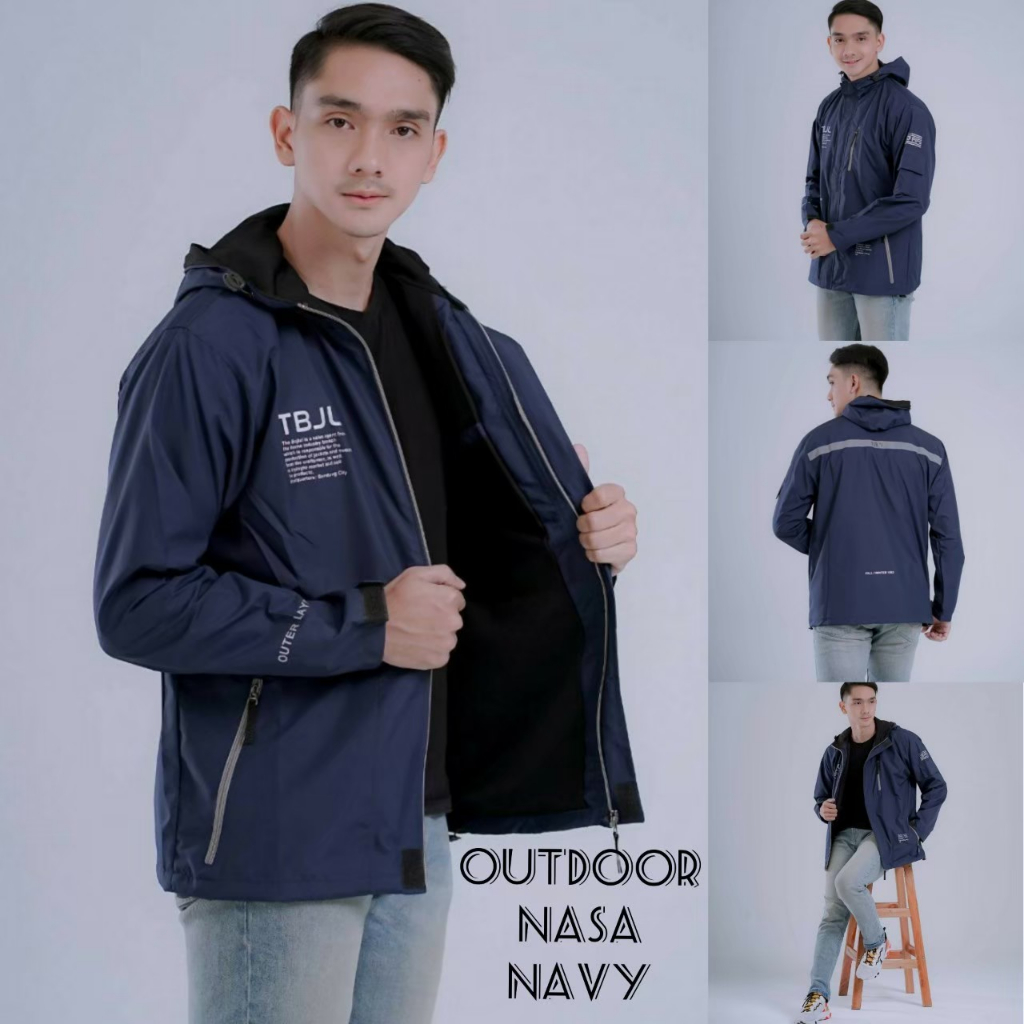 JAKET CAGOULE NASA NAVY - JAKET OUTDOOR NASA - JAKET PARKA SIMPLE NASA - JAKET GUNUNG BOJIEL ORIGINA