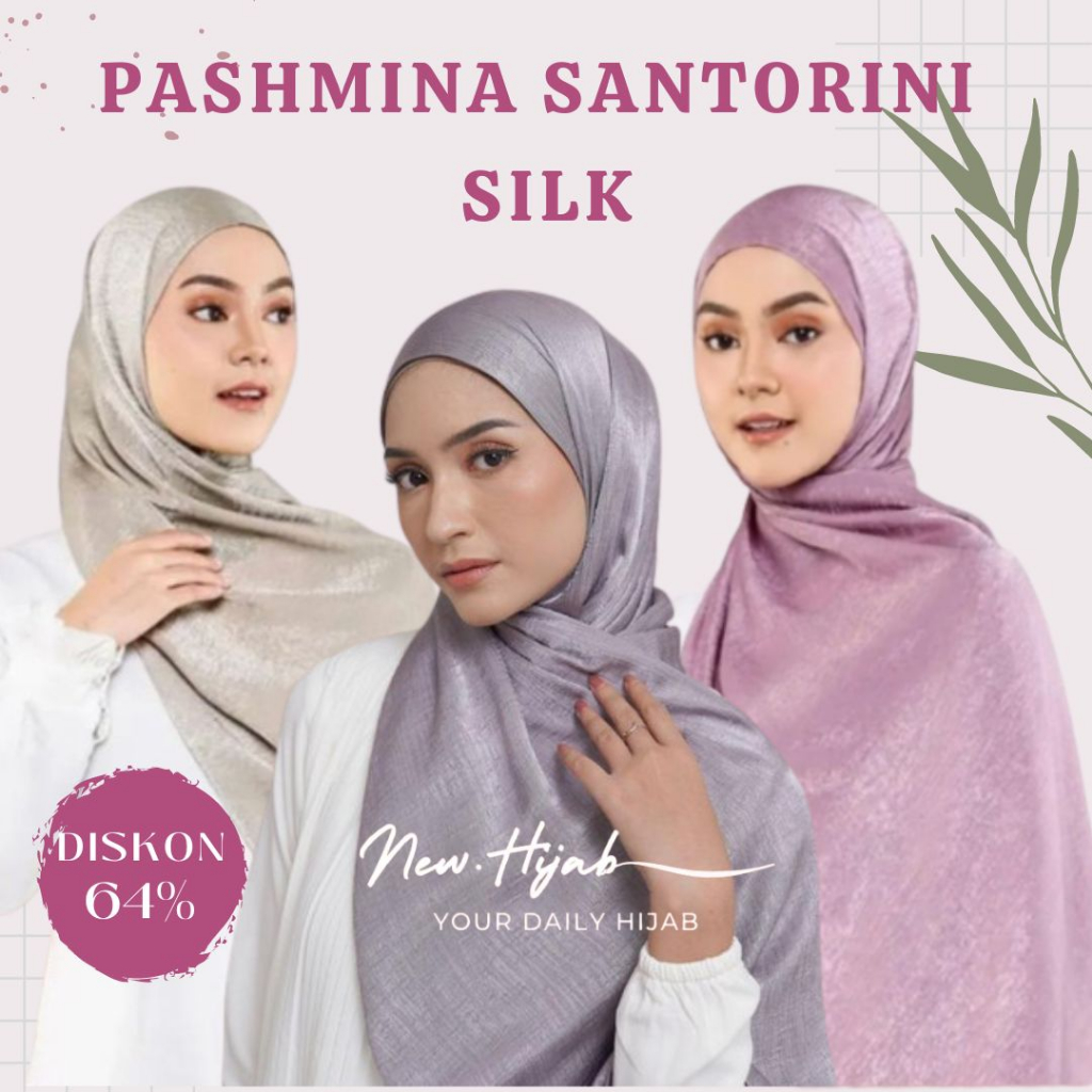 PASHMINA SANTORINI SHIMER PREMIUM / HIJAB PASHMINA SILK SANTORINI / JILBAB PASHMINA SHIMER
