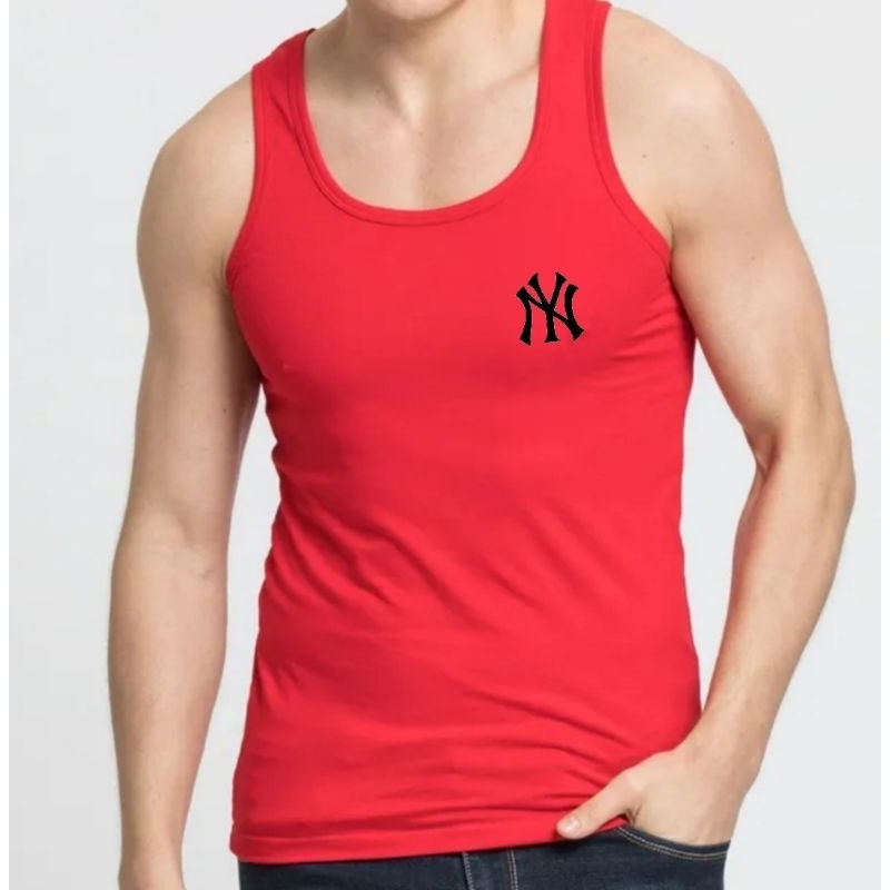 Singlet Dewasa Logo NY Atasan Oblong Tanpa Lengan Baju Distro Dalaman Pria Tanktop Logo COD