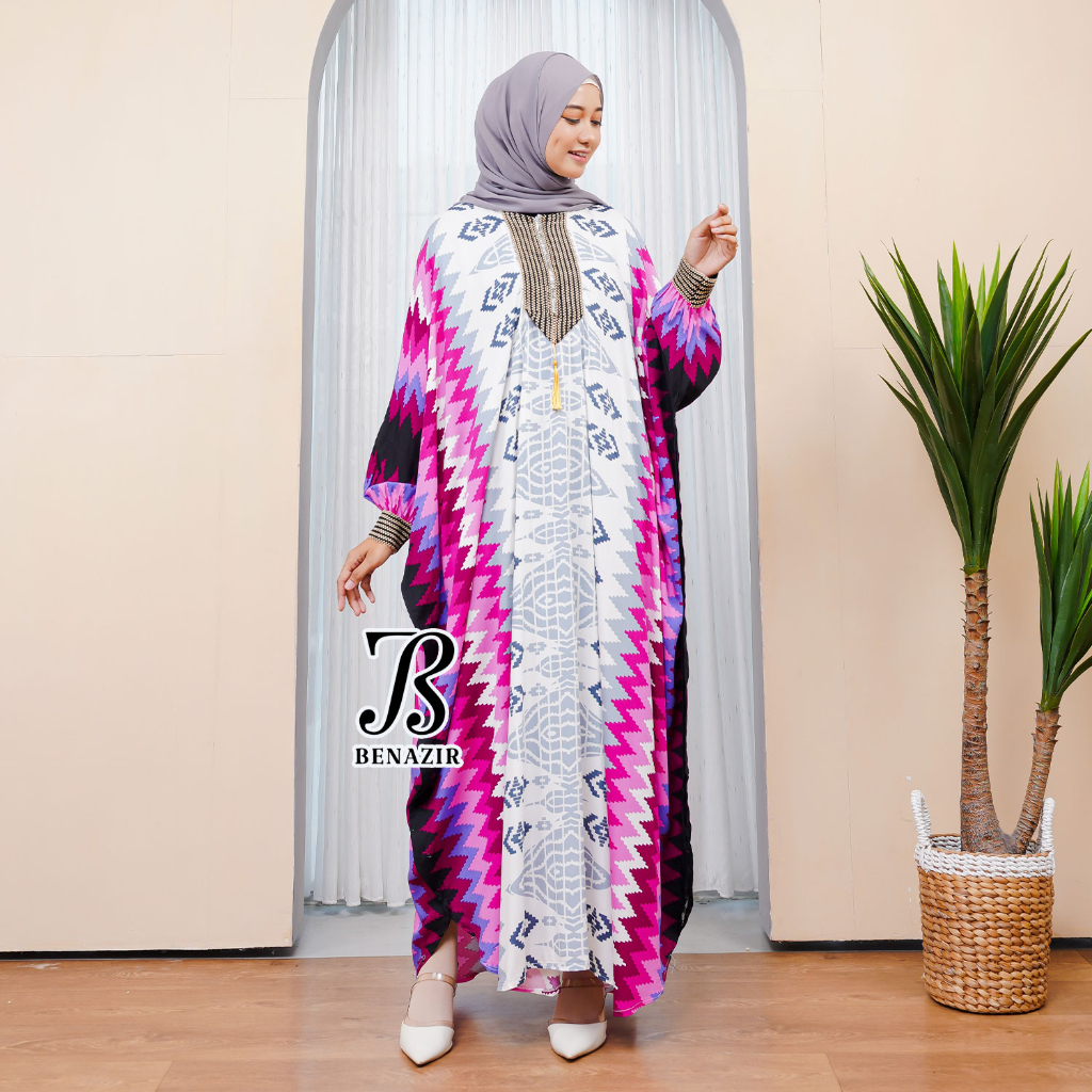 Kaftan Batik Rayon Premium Mayasari Gamis Mewah Untuk Lebaran Kondangan Bahan Rayon Jumbo LD 200 Original BENAZIR