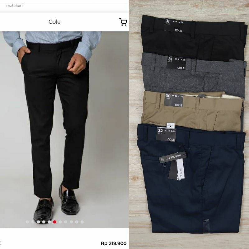 COLE ORIGINAL SLIMFIT REGULER FIT Celana panjang kerja kain bahan kantor formal cowok pria dewasa ka