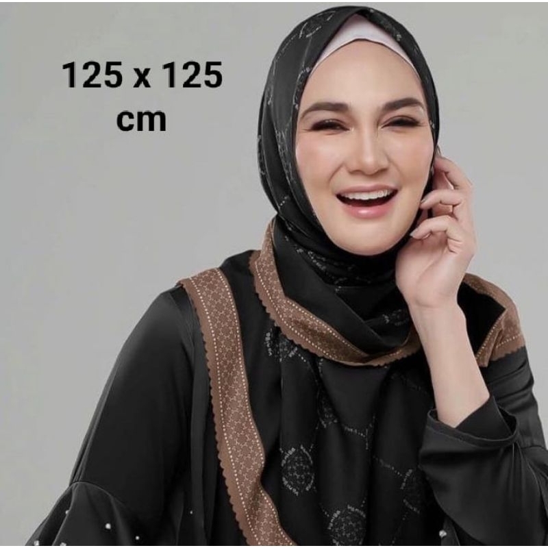 SALE HIJAB / LUNAMAA HITAM SYARI / COD / KERUDUNG VOAL MOTIF / SEGI EMPAT SYARI / JILBAB TERBARU / L