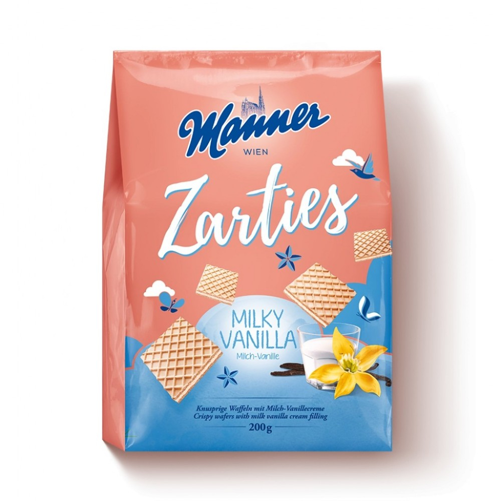 Manner Wafer Bars Zarties Milky Vanilla 200 Gram