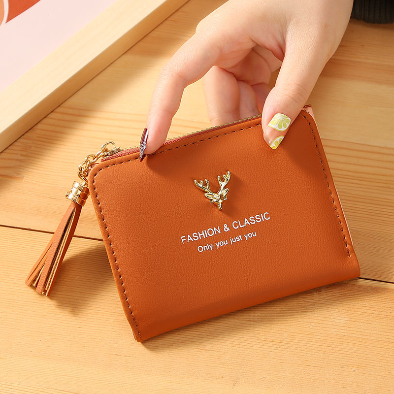 TASBLUE Dompet Wanita Pendek 2023 Dompet Koin Ritsleting Edisi Korea Baru Impor Dompet Wanita Lipat