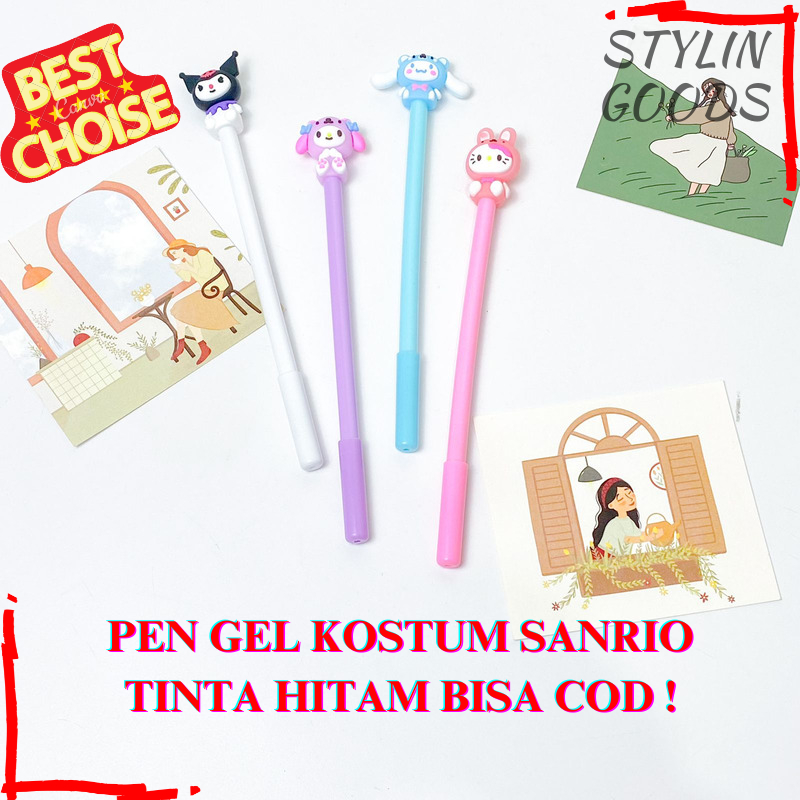 

GROSIRAN 4 PCS 8 PCS 12 PCS PULPEN GEL MURAH TINTA HITAM / PEN GEL KOSTUM SANRIO 4 KARAKTER / PEN GEL MURAH ALAT TULIS BISA COD