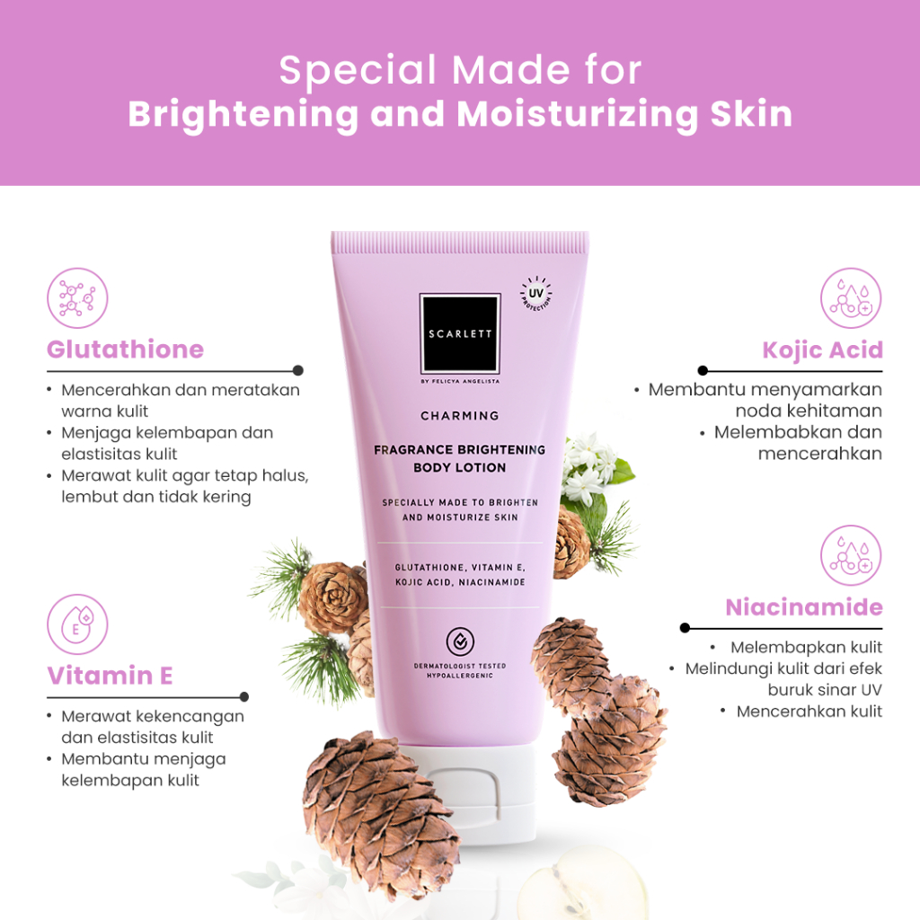 |RM| SCARLETT WHITENING FRAGRANCE BRIGHTENING BODY LOTION TUBE 180ML / ROMANSA JOLLY CHARMING FRESHY FANTASIA TUBE