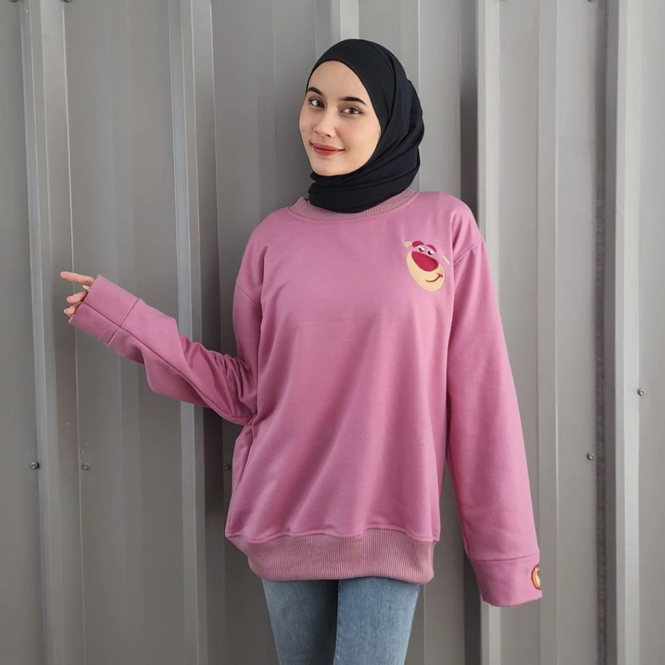 Nara.Grosir - Lotso Basic Sweater Bordir l Sweater Wanita