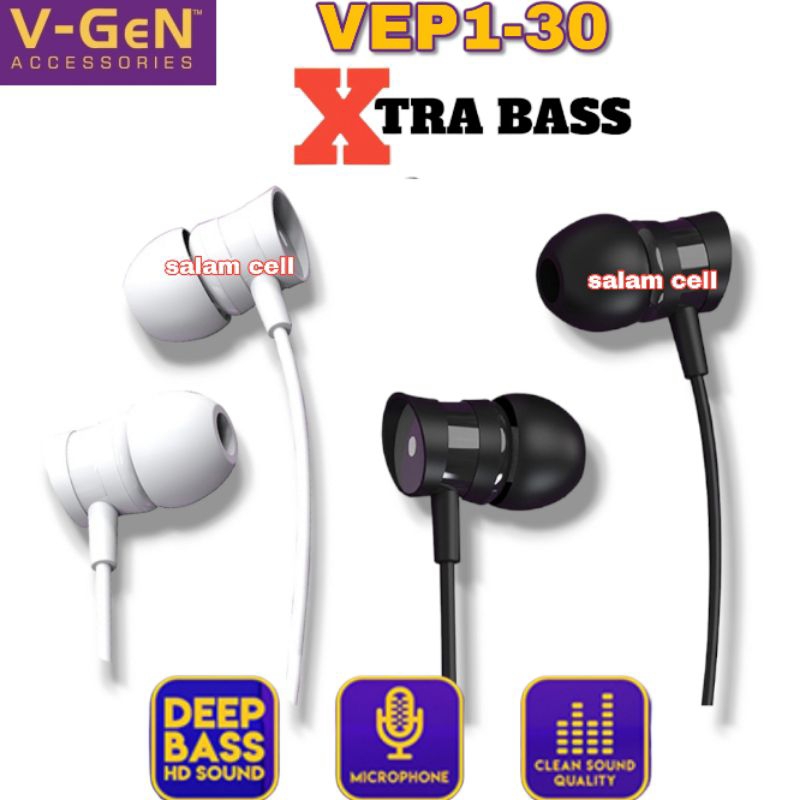 Headset V-GEN VEP1-30 PREMIUM IN EAR WIRED EARPHONES WITH MIC Original Vgen Vep1 30