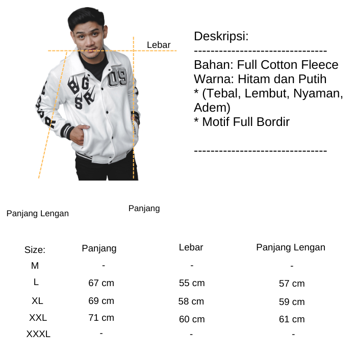 Jaket Varsity Jacket Windbreaker Bordir Tebal Full Cotton Adem Fixel BGSR