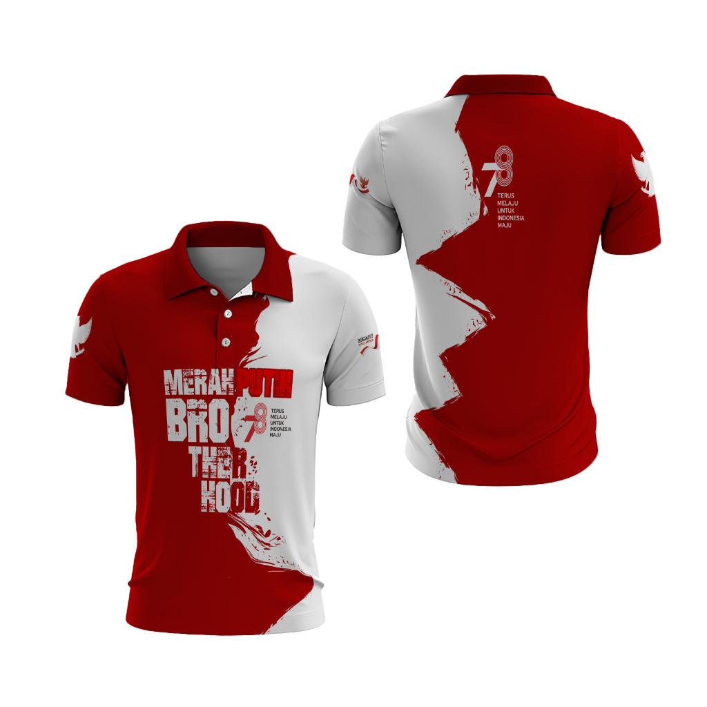 Tinishop - Kaos Polo HUT RI Ke 78 Dewasa | Baju Kaos HUT RI Ke 78 Merah Putih Kerah Polo Printing