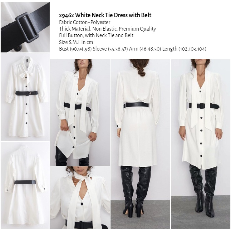 29462-29283 Dress Putih Polos Lengan Panjang White Maxi Dress