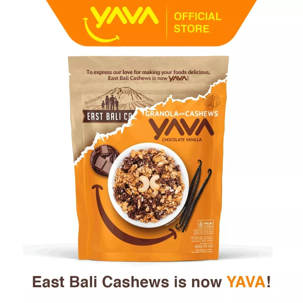 YAVA GRANOLA CASHEWS BITES SNACK CEMILAN SEHAT 400GR | KACANG METE MEDE