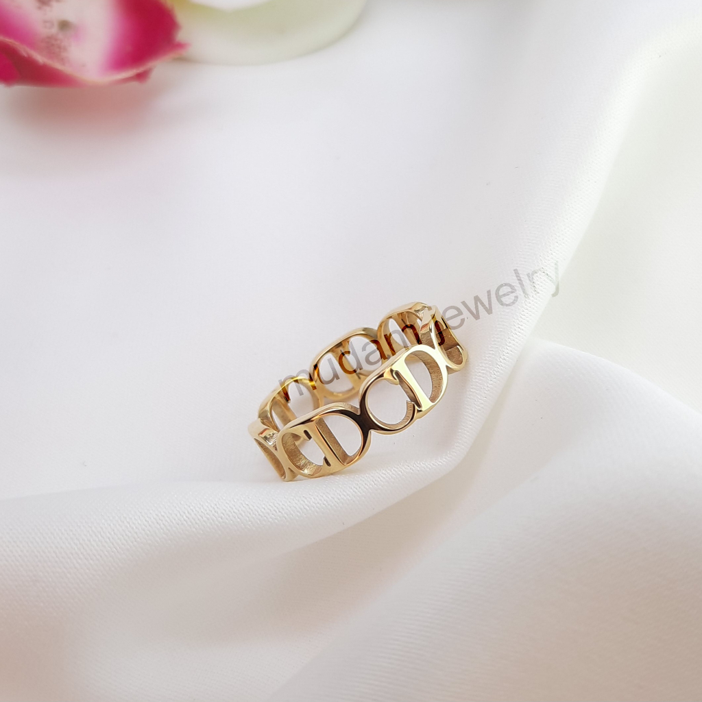 Cincin Model CD Hollow Warna Gold