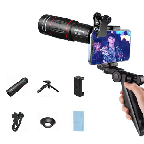 Mipanda APEXEL Lensa Zomm Lens Kamera Tele Zoom HP 18X ZOOM LENSA Universal 18X25 Handphone Bermata HD Ponsel Lensa Camera HP Ponsel Lensa Zoom Optik Dengan Tripod untuk Ponsel-18x Lensa Concert