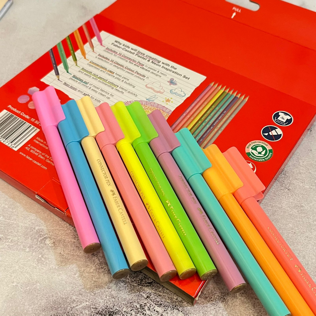 Paket Pulpen dan Pensil Warna Faber Castell 1 SET isi 20 Pcs Lengkap / Pastel dan Neon Inspiration Set Faber-Castell KOMPLIT Kualitas Terbaik bisa COD