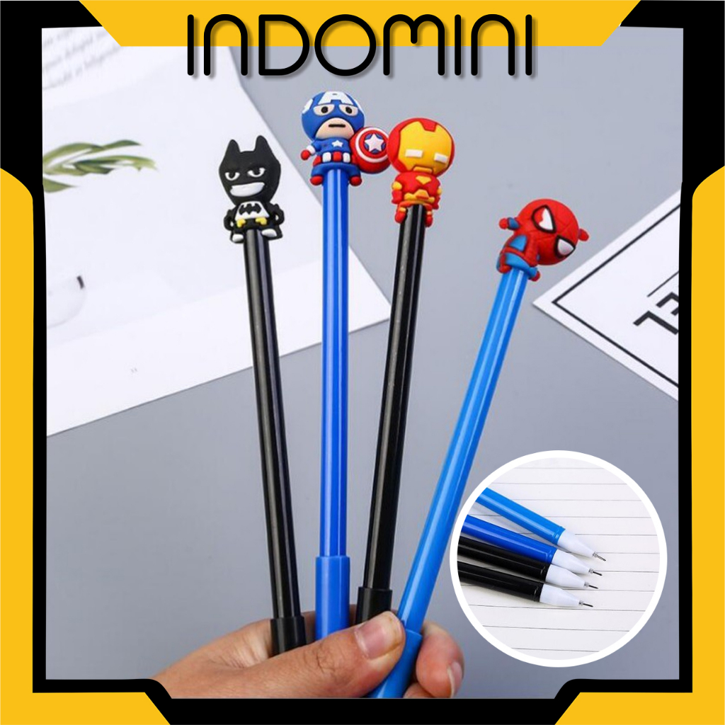 

INDOMINI Pena Karakter SuperHero Gel Pulpen Karakter Pen Tinta Gel Lucu Alat Tulis Karakter Superhero 3D Murah Import S076