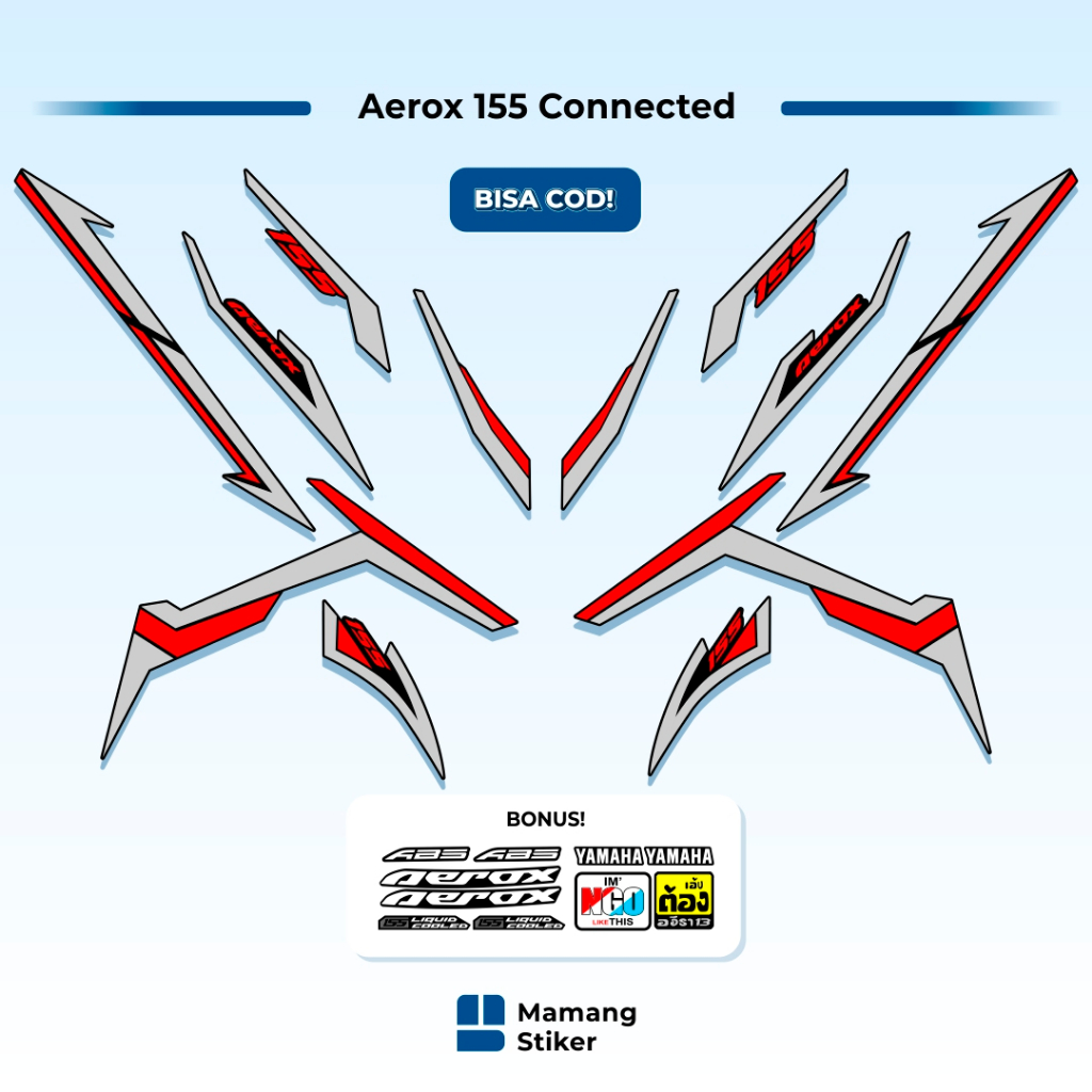 Striping Aerox Connected Variasi (13) New 2020 2021 2022 2023 Original 155 VVA NVX List Gold Doff Ma