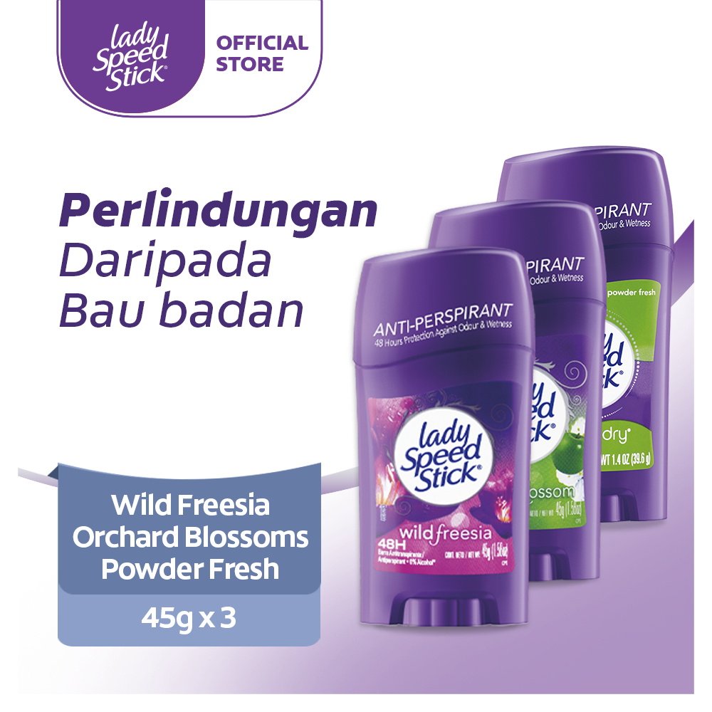 Lady Speed Stick Deodoran/Deodorant Anti-Perspirant 45g Mix (3pcs)