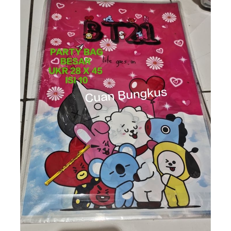 Plastik HAMPERS Ulang Tahun /Party Bag Besar BTS21 28x45/Plastik Karakter /Plastik OPP Party Bag Ult
