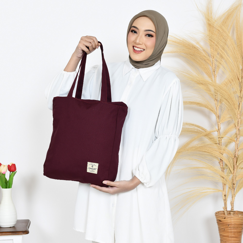 Tas Tote Bag kuliah wanita resleting bahan kanvas sueding polos dan canvas motif Aesthetic Bisa custom sablon untuk nudie bag seminar gift dan souvenir pernikahan